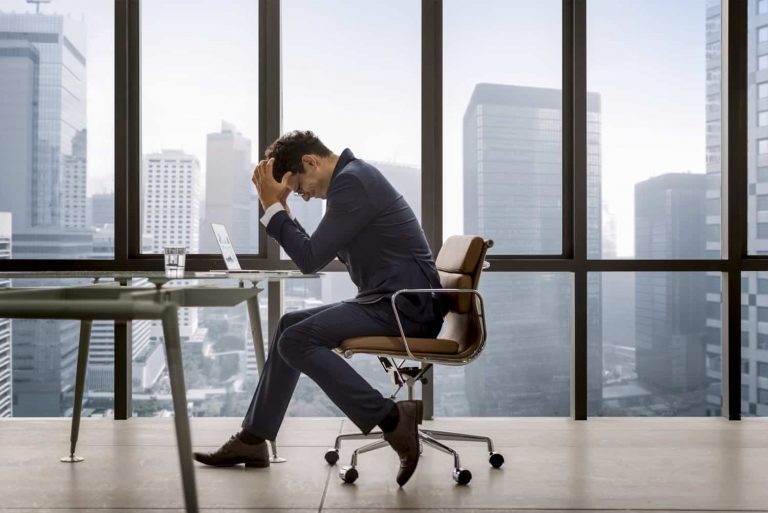 Stressed businessman facing bankruptcy