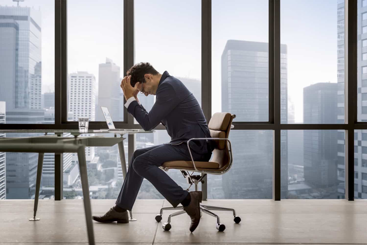 Stressed businessman facing bankruptcy