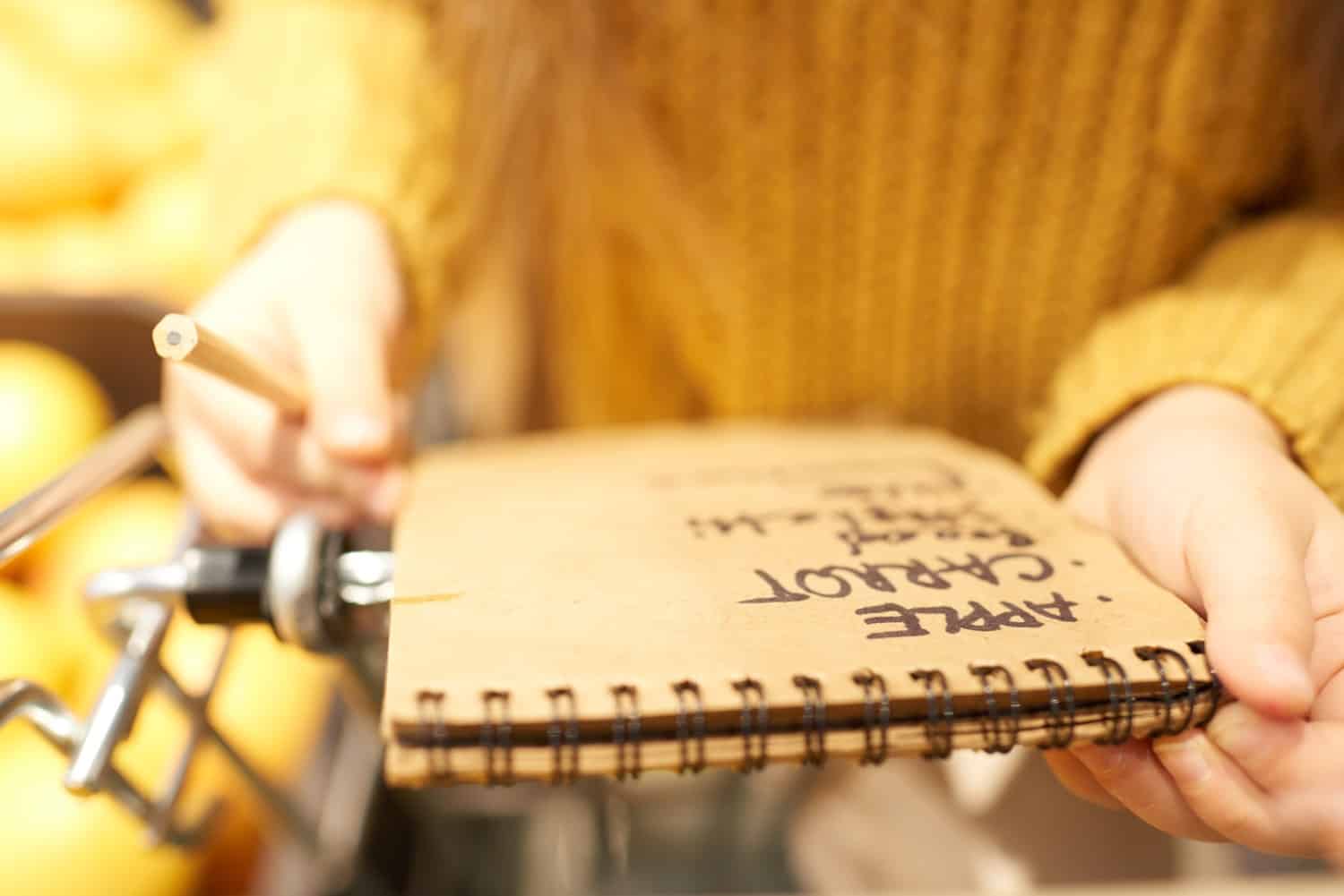 shopping list in woman hands